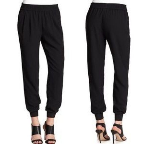 Joie Pants - Joie Mariner Jogger Caviar Black Crepe Pull-on High Rise Pleated Pocketed Pants